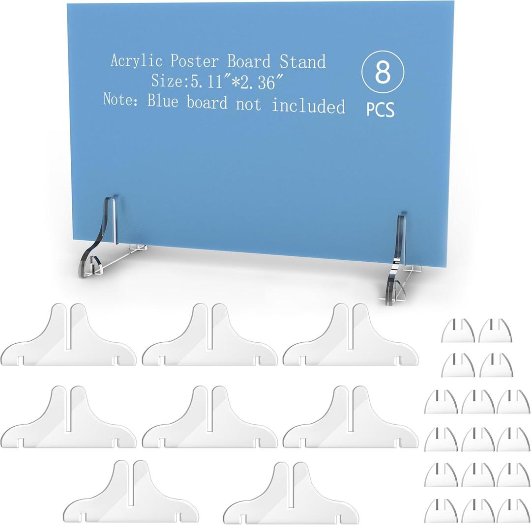 Acrylic Poster Board Stand Holder,8 Pcs Foam Board Stands For Display Table Top Sign Menu,Double-Sided Desktop Flyer Holder For Picture Paper Frame Home Office Restaurants Store Retail Show Fai
