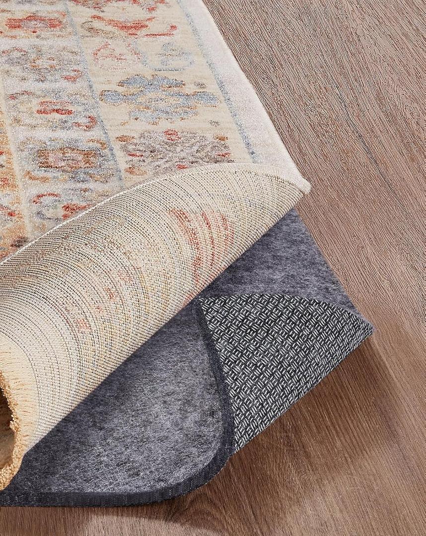 Veken Non Slip Cushioned Rug Pad Gripper 5 x 7 Ft, Felt and Silicone Backing, 1/4 inch Thick Carpet Liner for Hardwood Floors and Finishes, Under Area Rugs Anti Skid Mat, Keep Rugs Safe and in Place