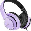 LORELEI X8 Over-Ear Wired Headphones with Microphone with 1.45m-Tangle-Free Nylon Line&3.5mm Plug,Lightweight Foldable & Portable Headphones for Smartphone,Tablet,Computer,Mp3/4(Dark Purple)