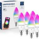 Candelabra Smart Light Bulbs 60W Equivalent, 500LM 6W E12 LED Bulb Compatible with Alexa/Google Home, RGBCW Candle Bulb for Chandelier, No Hub Required, 2.4G WiFi Only, ETL Listed, 6PCS