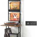 Record Player Stand with Power Outlet, Record Player Table with Vinyl Record Storage up to 200 Albums, Turntable Stand with Record Holder Vinyl Display Shelf, Record Player Cabinet Organizer Rack