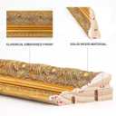 DIY Canvas Frame for 18x24 Painting, 2.4" Wide Antique Gold Ornate Wood Frame, Vertical or Horizontal Display for Vintage Art Prints Gallery Wall Decor (No Plexiglass & Backing Board)