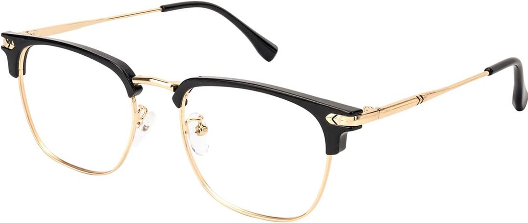 Blue Light Blocking Glasses for Women/Men Anti-Fatigue Computer Monitor Gaming Glasses Prevent Headaches Glasses, Arrow Browline Black/Gold
