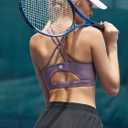 RUNNING GIRL Sports Bras for Women,Padded Sports Bra Tank Top Sexy Crisscross Back High Impact Longline Workout Yoga Bra (Purple, M)