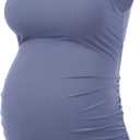 Maternity Shirts Maternity Shirts for Women Maternity Tank Top Maternity Workout Tops (Purple Grey, XXXL)