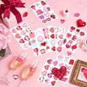 Heart Stickers, 252 PCS Pink Love Self Adhesive Stickers Bulk, 24 Sheets Heart Label Decorative Scrapbooking Sticker for Envelopes Cards Gift Crafts Wedding Birthday Party Favors Decorations Supplies
