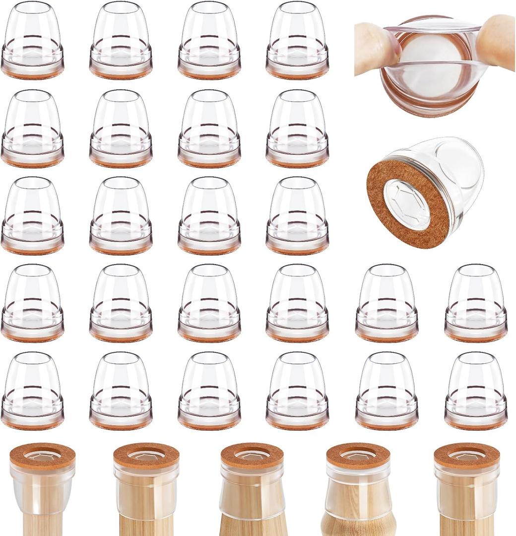 Ezprotekt 16 PCS Chair Leg Floor Protectors for Hardwood Floors, Silicone Chair Leg Caps Cover, Easy to Move, Protect Furniture Feet Floors Reduce Noise and Scratches (Fit 0.6" - 0.8", Clear)