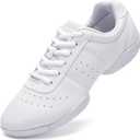 DADAWEN Adult & Youth White Cheerleading Shoes Sport Training Tennis Sneakers Competition Cheer Shoes (5, All White(women))