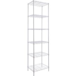 GIOTORENT 6-Tier Storage Shelves Standing Shelving Metal Units, Adjustable Height Wire Shelf Display Rack for Pantry Laundry Bathroom Kitchen 16.6 x 11.8 x 63, White GIOTORENT 6-Tier Storage Shelves Standing Shelving Metal Units, Adjustable Height Wire Shelf Display Rack for Pantry Laundry Bathroom Kitchen 16.6 x 11.8 x 63, White