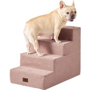 EHEYCIGA Dog Stairs for Bed 18" H, 4-Step Dog Steps for High Bed, Pet Steps for Small Dogs and Cats, Non-Slip Balanced Pet Ramp Indoor, Pink