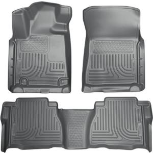 Husky Liners Weatherbeater Floor Mats | Fits 2007-2011 Toyota Tundra, CREWMAX & Double CAB ONLY (Footwell Coverage) | Front & 2nd Row, 3-pc Grey - 98582