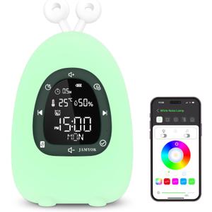 Sunrise Alarm Clock Wake Up Light, White Noise Sound Machine with 20 Soothing Sounds, 10 Night Lights, Bluetooth Speaker/App Control, Dimmable Clock for Baby Kids Adults Heavy Sleepers Bedrooms (Small, Green)