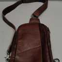 IVTG Genuine Leather Sling Bag for Men and Women Vintage Real Leather Sling Backpack Shoulder Crossbody Bag Chest Purse (Coffee)