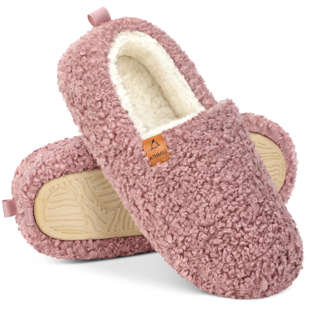 ATHMILE House Slippers for Women Memory Foam Closed Back House Shoes Outdoor Indoor Bedroom Slippers Chenille Knit Fleece Fuzzy Comfy Cozy, Size 12-13