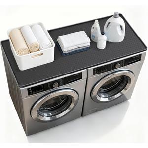 54'' x 27.5'' Washer and Dryer Covers for the Top, Non-slip Silicone Washer Dryer Top Protector for Washing Machine, Waterproof Washer Dryer Countertop for Laundry Kitchen Home (Black)