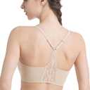 Lusait Womens Wireless Jelly Bra Seamless Lace Racerback Bralette Comfort No Underwire Everyday T-Shirt Bra, 2XL