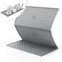 Dish Drying Mat, Silicone Drying Mat for Kitchen Counter, Collapsible Trifold Large Silicone Drying Mat, Dish Pads for Drying Multiple Usage, Easy Clean, Heat-Resistant, BPA Free(2416in) (Gray-with pattern)