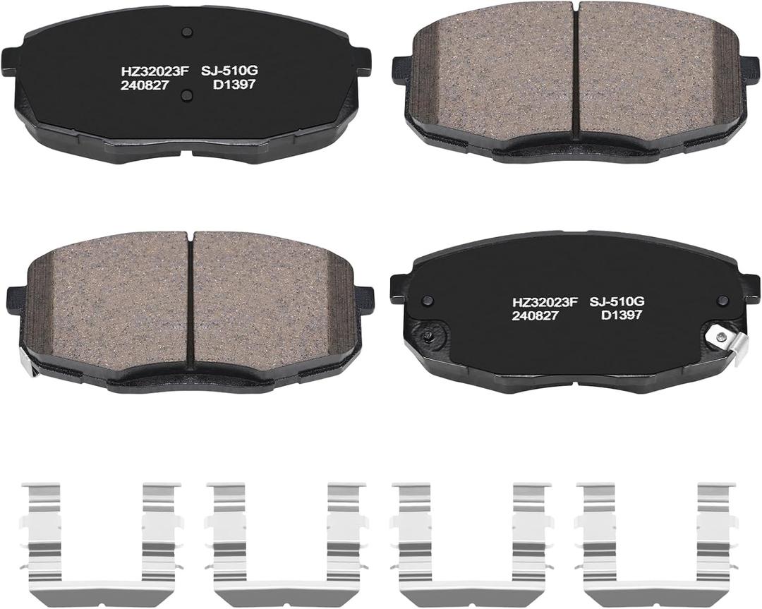 Front Brake Pads Compatible with Hyundai Elantra Kia Forte Forte5 Forte Koup Soul Ceramic Brake Pads w/Hardware Replacement HZ1397