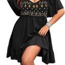 Verdusa Women's Plus Size Western Boho Floral Dress Cowgirl Country Concert Vacation Outfits Flowy Summer Dresses, 0XL