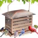 Bird Feeder, 6 LB Extra Large Capacity Metal Bird Feeders for Outdoor Hanging, Heavy Duty Wild Birdfeeder with 4 Perches, Sturdy & Easy to Refill