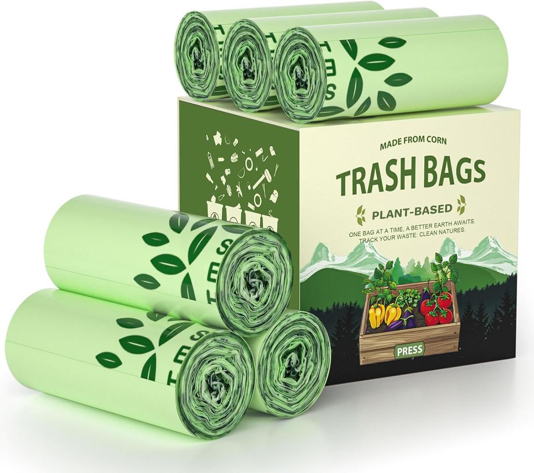 AYOTEE 150 Count Compostable Trash Bags 3 Gallon Trash Bag, Small Compost Bags for Countertop Bin, Unscented Biodegradable Compost Bag 3 Gallon Compostable Food Scrap Liner fit 11.36 Liter (Green)
