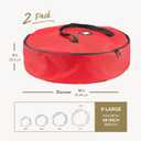 ZOBER 2 Pack Oxford Christmas Wreath Storage Container 48 Inch - Wreath Bag for Artificial Wreaths Box - Waterproof Fabric, Dual Zippered Wreaths Storage Bag With Strong Durable Handles - Red