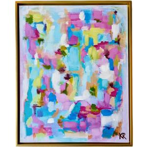 Katie Romeo Designs Colorful Abstract Canvas Wall Art - Pastel Grandmillennial Framed Canvas Print - 16x20 Contemporary Preppy Wall Decor