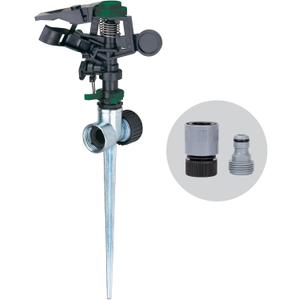 Melnor 65152AMZ Plastic Pulsating Sprinkler on Metal Spike, Quick Connect Amazon Bundle, Black, Green