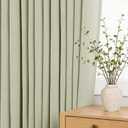 Sage Green Pinch Pleated Long Linen Curtains 96 inch Length 2 Panels Set Living Room Curtains for Track System Neutral Modern Elegant Light Filtering Semi Sheer Linen Blend Pinch Pleat Drapes 8 FT