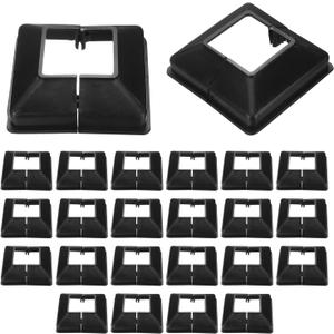 uxcell 24Pcs Post Base Cover, 3.5"x3.25" (Internal Size 1.5"x1.5") PVC Split Style Post Skirt, Porch Column Wrap for Post Fence Deck Cable Railing Baluster Stair Rails, Black