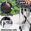 Leonyo Grill Tools Set of 6, 18Inch Extra-Long BBQ Tool Set, Heavy-Duty Barbecue Grilling Accessories, Stainless Steel Spatula, Fork, Tong, Basting Brush, Cleaning Brush, Carrying Bag