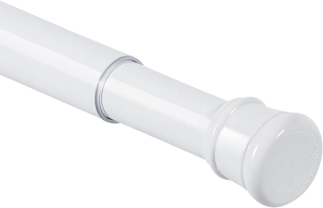 No Sectional Assembly Tension Curtain Rod 56-104 Inch, 1" Diameter Spring Long Adjustable Shower Curtain Rods for Bathroom Windows Closet No Drilling No Rust, White