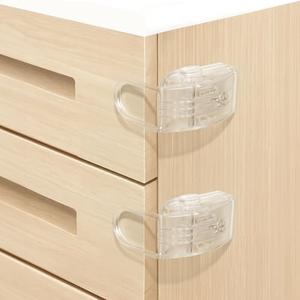 Maveek Drawer Baby Proofing, Baby Proof Kitchen Drawer Lock, Corner Furniture Latch For Pull-Out Dresser Storage Cabinet Nightstand Bathroom Vanity With Drawers, For 0-12 Month Toddlers Safety (Clear), 4 Pieces