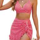 Blooming Jelly Women's High Waisted Bikini Sets Tummy Control Swim Skirt Two Piece Swim Suit 2025 Retro Swimsuit M