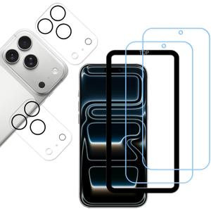 Anti Blue Light Screen Protector For iPhone 17 Pro max Tempered Glass Film 2-Pack with Camera Lens Protector 2-Pack Easy Alignment Tool