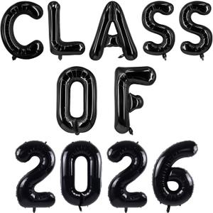 5 x 16 Inch Black Class of 2026 Balloons, Foil Graduation Balloons, Class of 2026 Graduation Party Decorations Supplies
