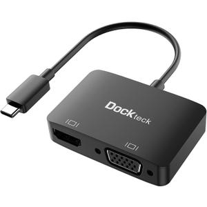 dockteck USB C to HDMI VGA Adapter, 2 in 1 HDMI VGA Adapter, USBC VGA to HDMI for MacBook Pro/Air, iPad Pro, Chromebook, Surface Pro, Dell Xps, Galaxy