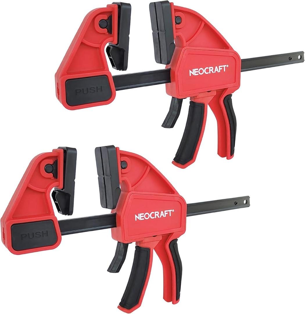 Neocraft 2-Pack Bar Clamps for Woodworking, One-Handed Clamp/Spreader, 6 Inches Strong Wood Clamps Set, medium-Duty Quick-Change F Clamp with 360 lbs clamping force