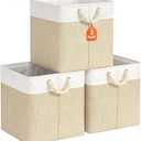 Livole 13x13 Cube Storage Bins Fabric Storage Bins with Rope Handles