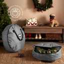 ZOBER 2 Pack Oxford Christmas Wreath Storage Container 36 Inch - Wreath Bag for Artificial Wreaths Box - Waterproof Fabric, Dual Zippered Wreaths Storage Bag With Strong Durable Handles - Gray