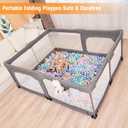 Foldable Baby Playpen with Gate, Extra Large Collapsible Play Yard for Babies & Toddlers, Portable Travel Play Pen with Fence, Safe Activity Center for Indoor & Outdoor Use (59"71" Grey)