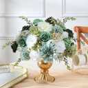 Floweroyal Artificial Flowers Combo Green Flowers Mix Silk Flowers Dahlia Roses with Stems for DIY Wedding Bridal Bouquets, Baby Shower, Floral Arrangement, Table Centerpieces, Home Decorations.