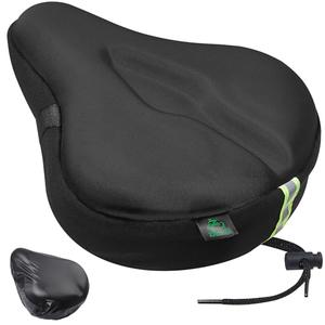 Zacro Bike Seat Cushion - Gel Padded Bike Seat Cover for Men Women Comfort, Extra Soft Exercise Bicycle Seat Compatible with Peloton, Outdoor & Indoor Bike Saddles(Large, Black)