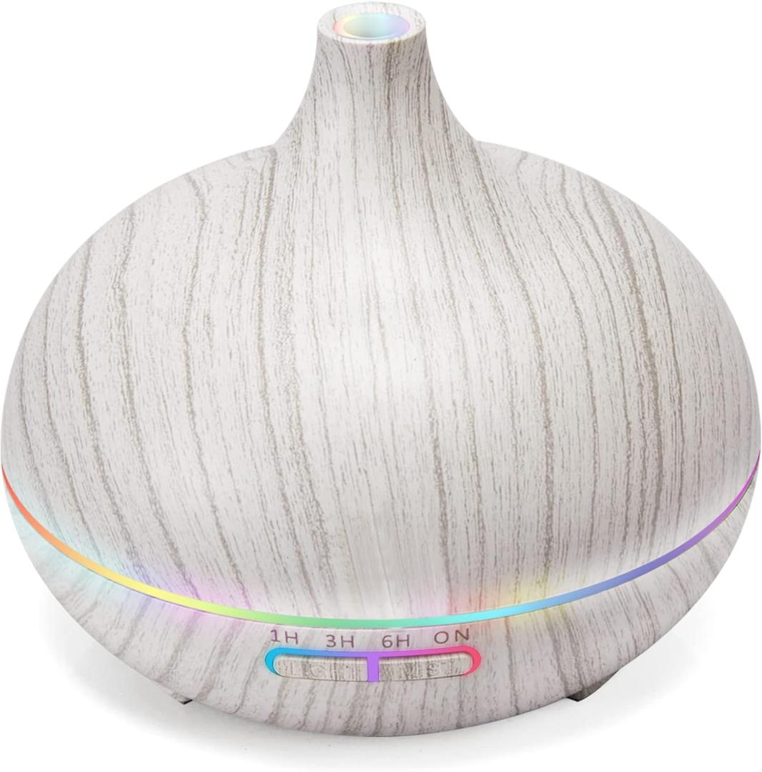 550ML White Aroma diffusers for Essential Oil Large Room,Essential Oils Aromatherapy Diffuser Cool Mist humidifier with Ambient Light & 3 Timer,Waterless Auto Off Diffuser Vaporizers for Home Kids