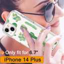 GiiKa for iPhone 14 Plus Case with Screen Protector, 6.7" Clear Full Body Shockproof Protective Floral Girls Women Hard Case with TPU Bumper Cover Phone Case for iPhone 14 Plus, Green Cactus