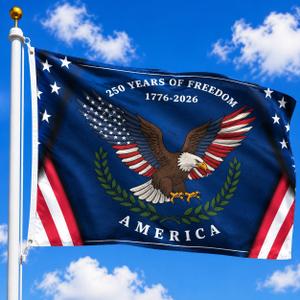 250th Anniversary American Flag 3x5 Ft - 1776-2026 Patriotic Eagle Banner, Single Sided Outdoor Flag for 4th of July Memorial Day Decor