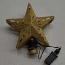 Christmas Tree Topper Lighted with 6 Patterns Projector, Christmas Tree Star Topper Built-in 3D Glitter LED Rotating Lights, Gold Tree Topper Christmas Decoration for Xmas Party Holiday