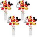 BAOOOFUL Red Mouse 1st Birthday Table Centerpieces Toppers for Kids,Red Mouse Theme Centerpiece Sticks for One Year Old Birthday Party Supplies 1st Birthday Party Decorations (28 Pcs)