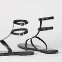 The Drop Women's Casper Gladiator Thong Ankle Sandal (8.5, Black)