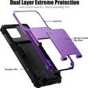 Nvollnoe iPhone 13 Wallet Case with Card Holder - Dual Layer Heavy Duty Shockproof Case with Hidden Card Slot for 5 Cards (Purple)